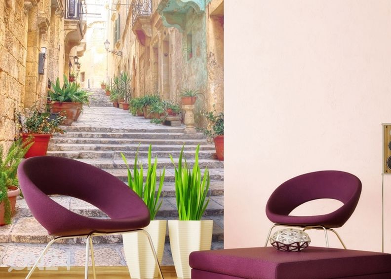 Fliis fototapeet Narrow street 150x250 cm suurendatud