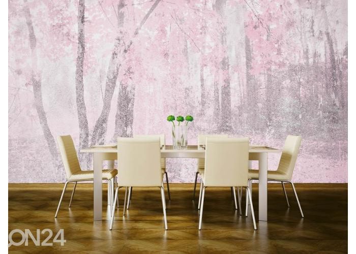 Fliis fototapeet Pink Forest Abstract 150x250 cm suurendatud