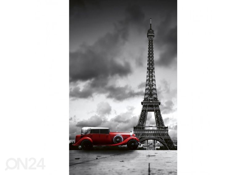 Fliis fototapeet Retro car in paris 150x250 cm suurendatud