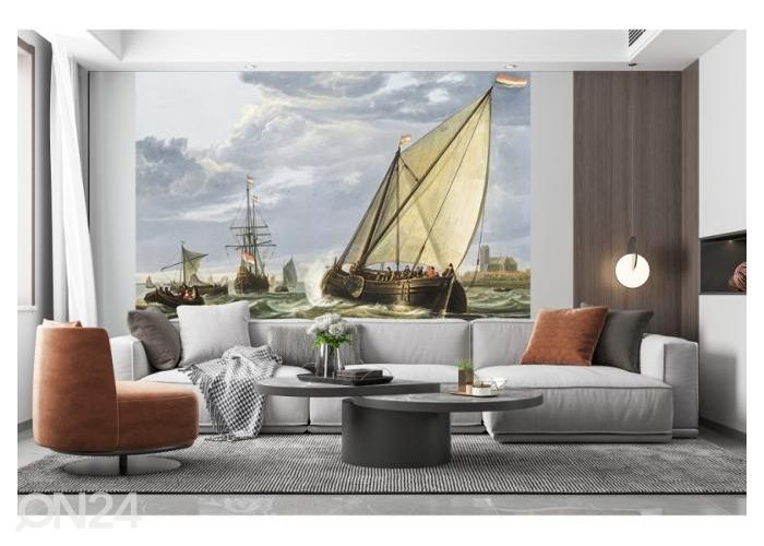 Fliis fototapeet Shipping on the Maas by Aelbert Cuyp 368x254 cm suurendatud