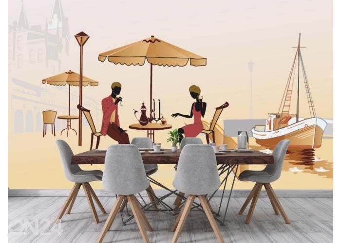 Fliis fototapeet Street Cafe 368x254 cm suurendatud