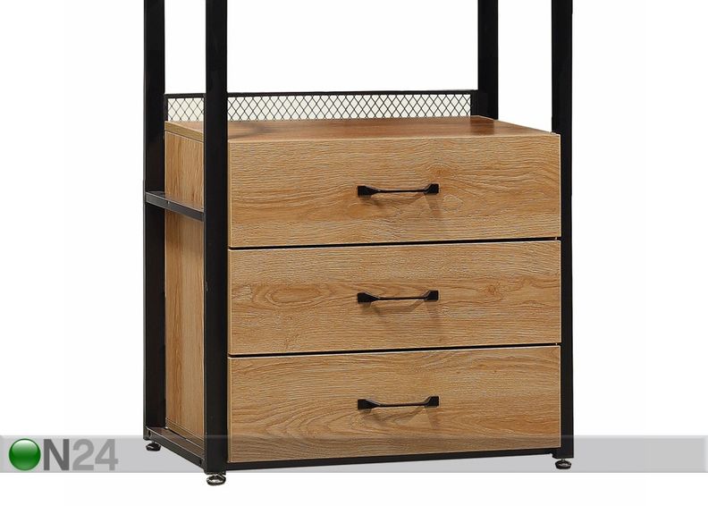 Garderoobisüsteem (3 riiulit+ 2 toru +sahtliboks) 80x200 cm suurendatud