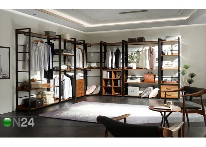 Garderoobisüsteem (4 riiulit+2 toru) 120x200 cm suurendatud