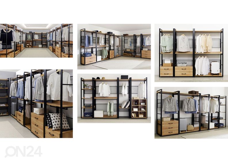 Garderoobisüsteem (5 riiuliit+2 toru) 120x200 cm suurendatud