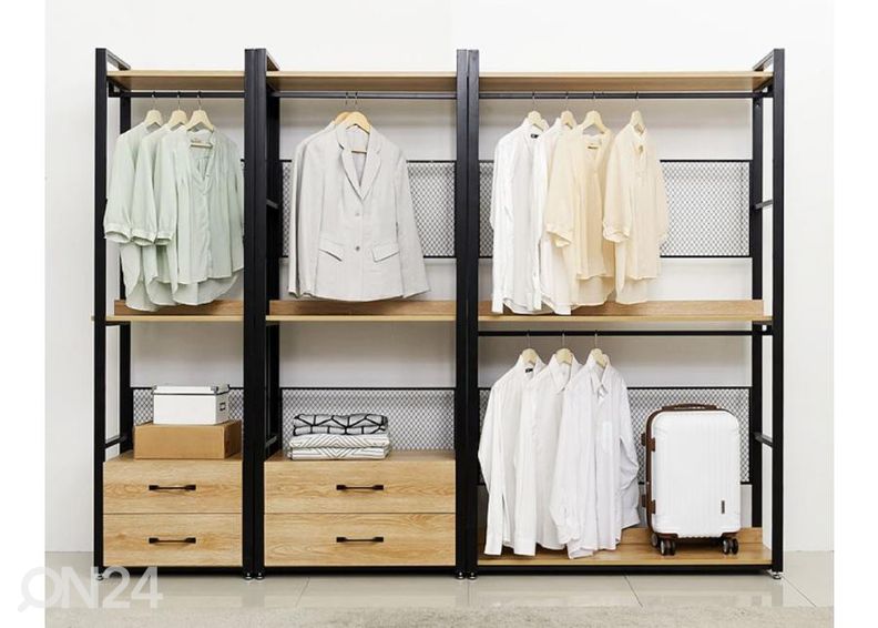 Garderoobisüsteemi riiul (120 cm, hele) suurendatud