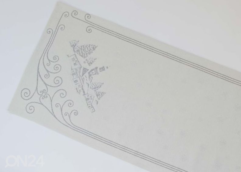Gobeläänkangast jõululinik Chalet Lurex silver 45x138 cm suurendatud