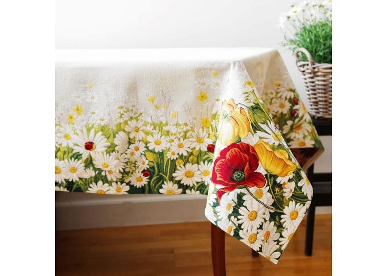 Gobeläänkangast laudlina Daisies 140x250 cm suurendatud