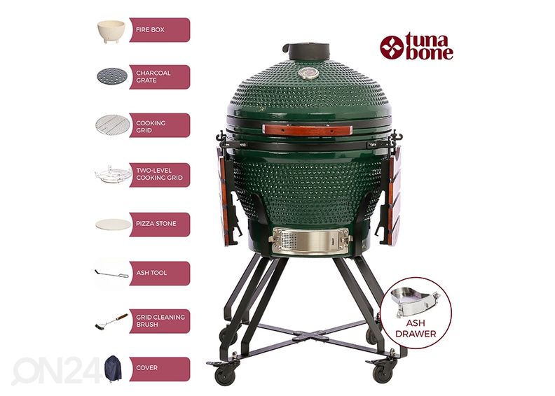 Grill TunaBone Kamado Pro TBG24GREEN-02, 24", roheline suurendatud