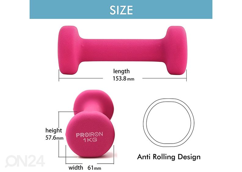 Hantlid ProIron Neopreen 1 kg, 2 tk suurendatud