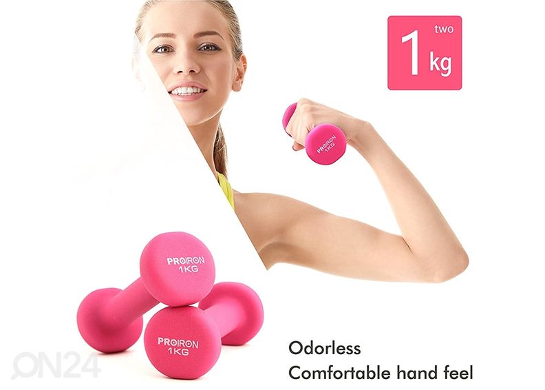 Hantlid ProIron Neopreen 1 kg, 2 tk suurendatud
