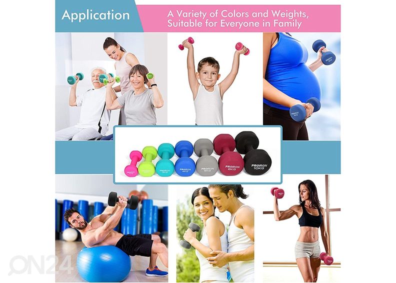 Hantlid ProIron Neopreen 1 kg, 2 tk suurendatud