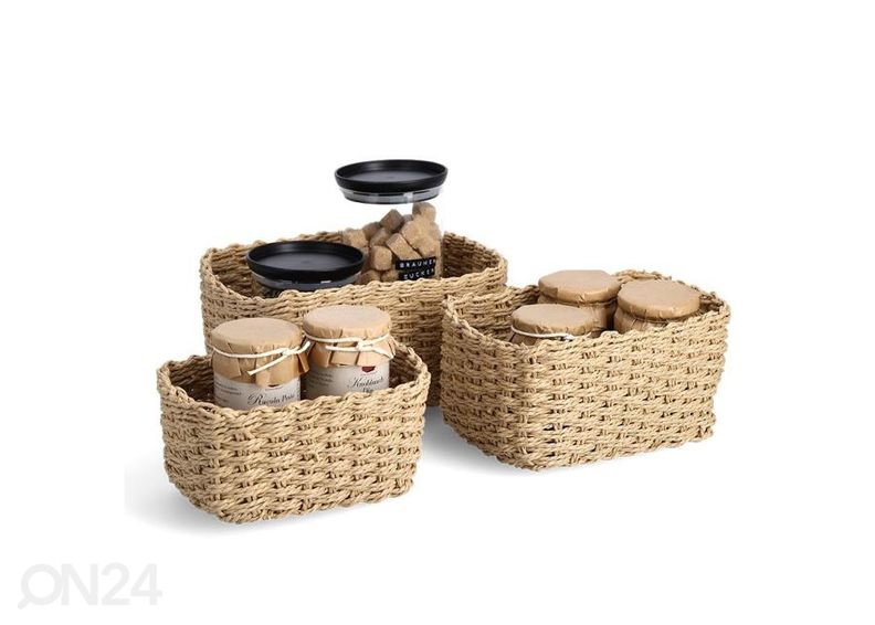 Hoiukorvide komplekt, 3 tk, naturaalne suurendatud