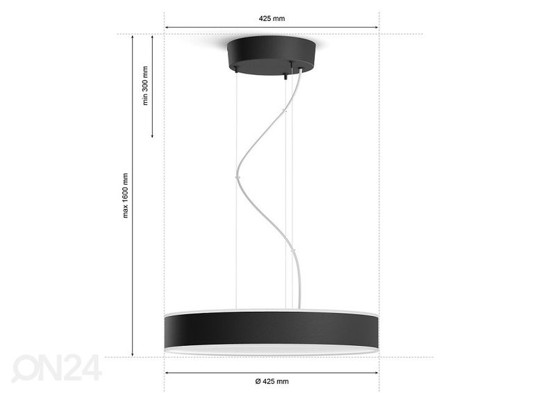 Hue White ambiance Enrave nutikas rippvalgusti must puldiga suurendatud