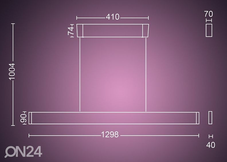 Hue White and Color ambiance Ensis nutikas valge rippvalgusti 2x39 W suurendatud