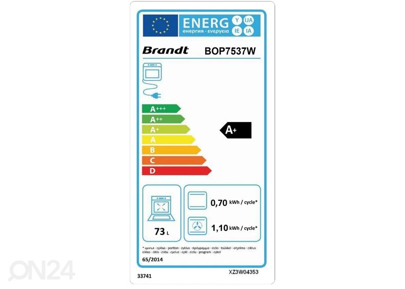 Integreeritav ahi Brandt BOP7537W suurendatud