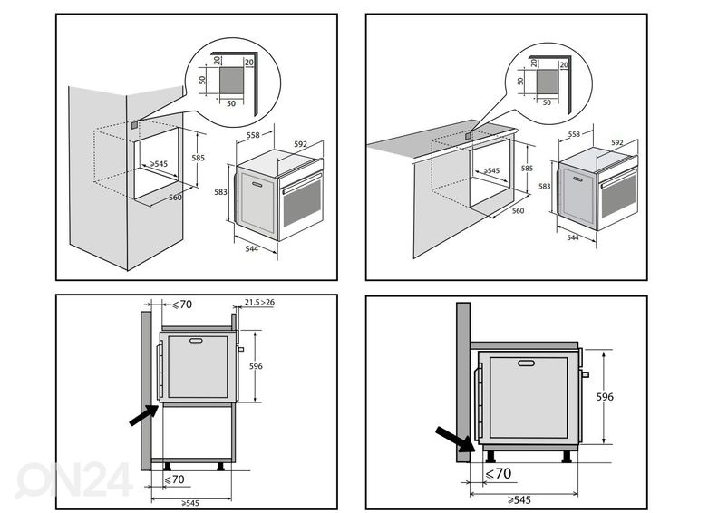 Integreeritav ahi Brandt BOP7568BB suurendatud