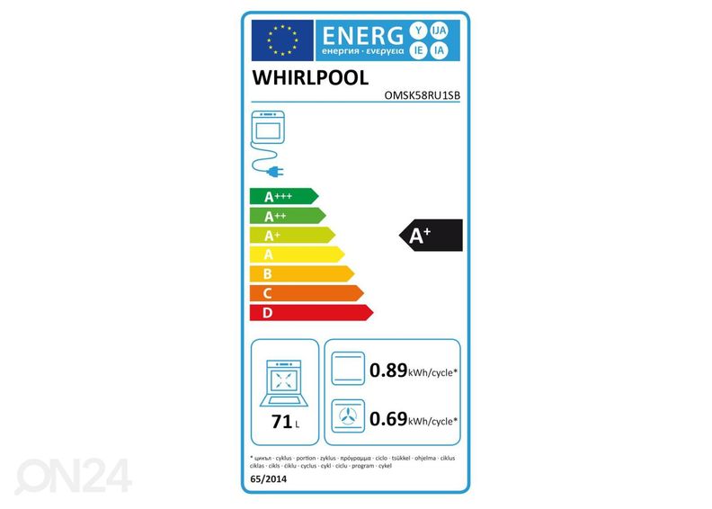 Integreeritav ahi Whirlpool OMSK58RU1SB suurendatud
