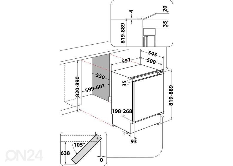 Integreeritav külmik Whirlpool WBUF011 suurendatud