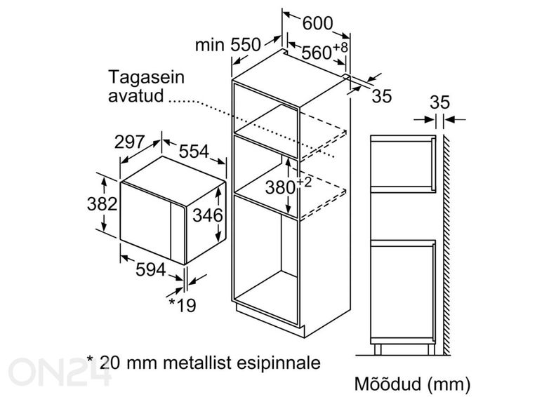 Integreeritav mikrolaineahi Bosch BFL523MS0 suurendatud