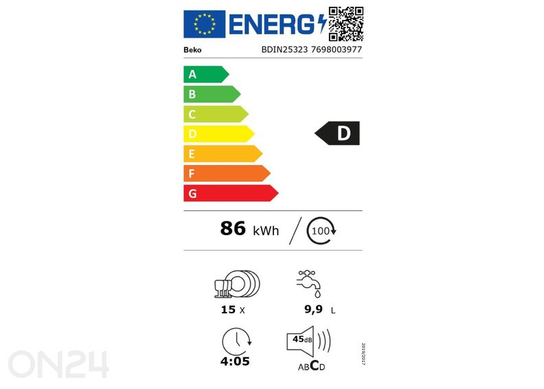 Integreeritav nõudepesumasin Beko BDIN25323 suurendatud