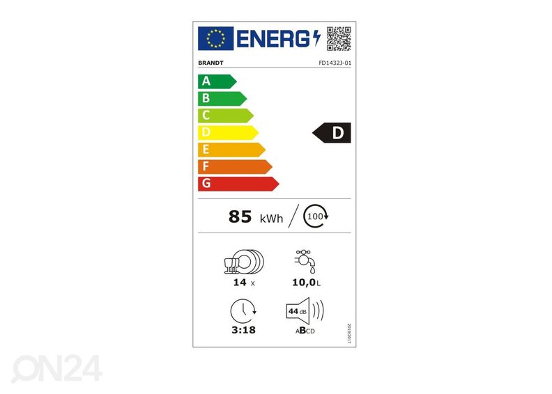 Integreeritav nõudepesumasin Brandt FD1432J suurendatud