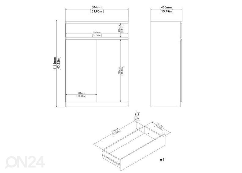 Jalatsikapp Naia 80 cm suurendatud