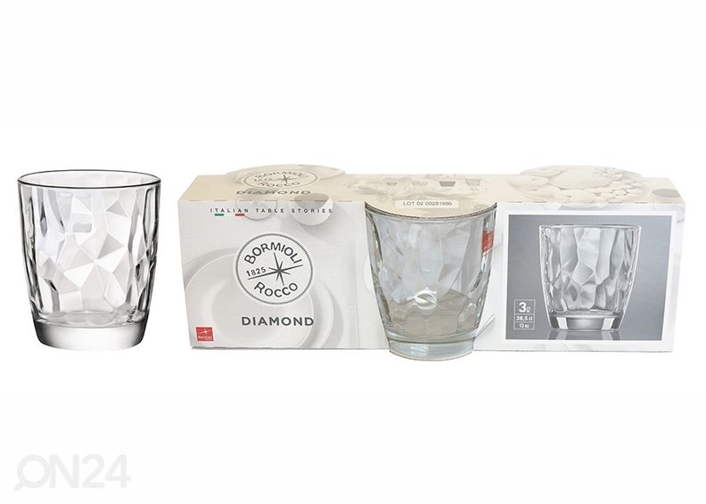Joogiklaas Bormioli Rocco Diamond 39 cl, 3 tk suurendatud