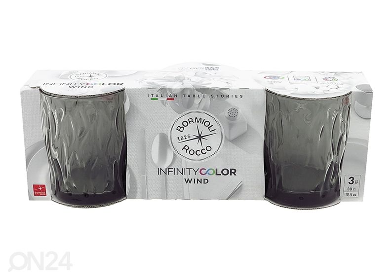Joogiklaas Bormioli Rocco Wind onyx, 30 cl, 3 tk suurendatud