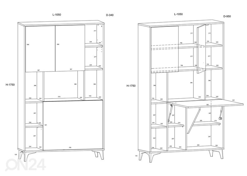 Kappriiul / sekretärkapp Lissy 105 cm suurendatud