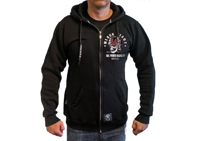 Kapuutsiga vabaaja pusa BLACK HEART Full Power Zip suurendatud