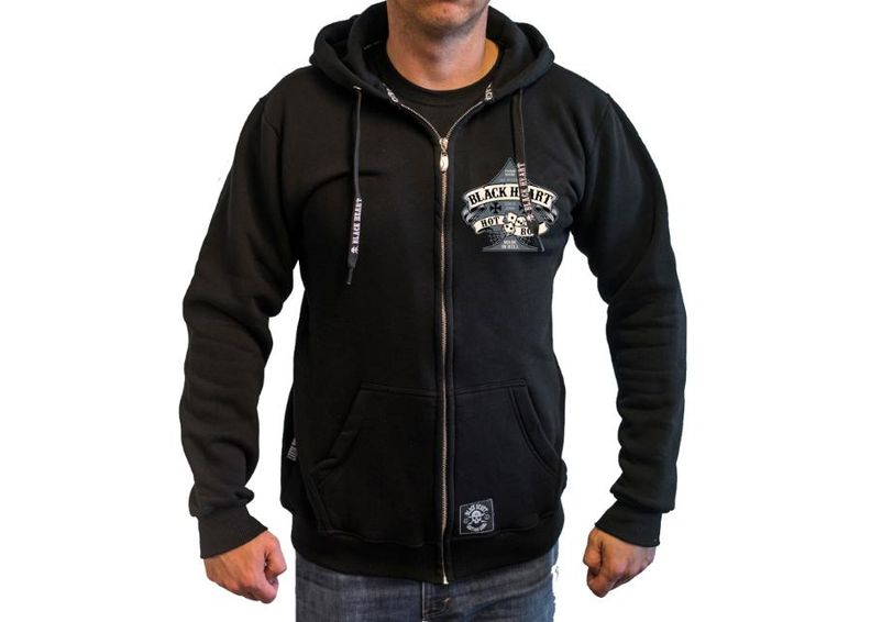 Kapuutsiga vabaaja pusa BLACK HEART Hot Rod Bell Zip suurendatud