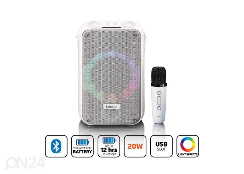 Karaokekõlar Lenco BTC060WH valge suurendatud