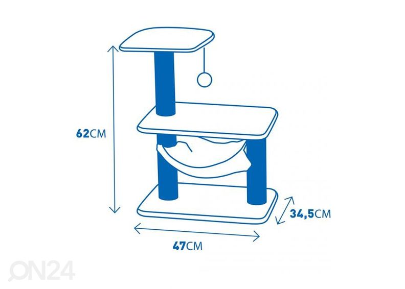 Kassi kraapimispost Tokyo 47x34,5x62 cm beež suurendatud