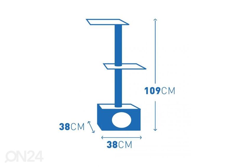 Kassi ronimispuu Venus sinine 38x38x109 cm suurendatud