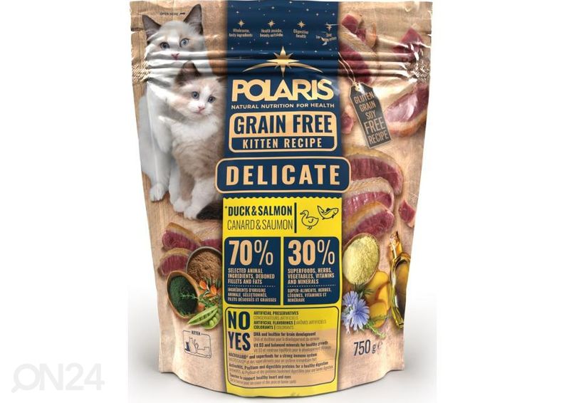 Kassi täissööt kassipoegadele värske pardi ja lõhega teraviljavaba 750g suurendatud