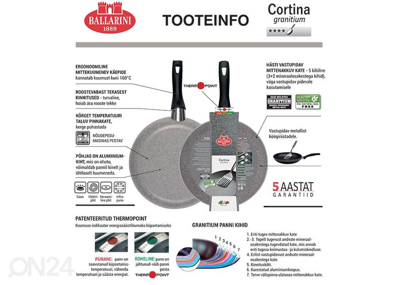 Kastrul Ballarini Cortina Granitium Ø 18 cm suurendatud