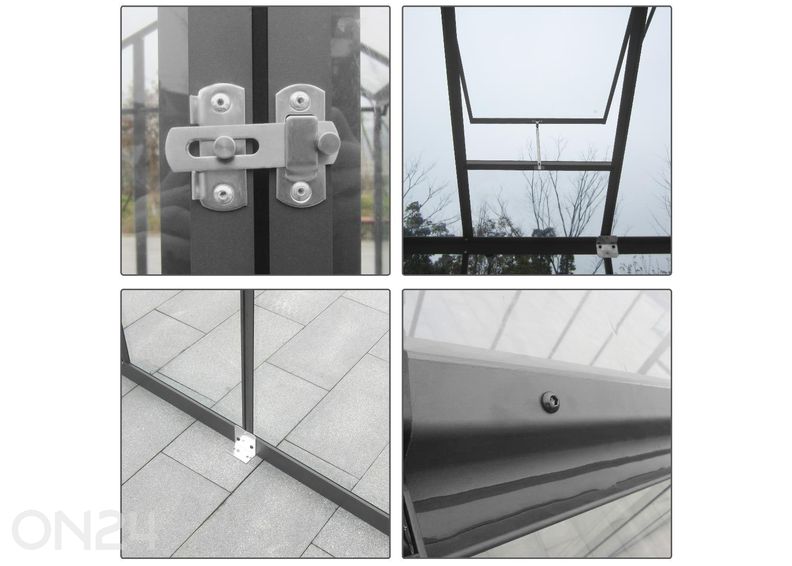 Kasvuhoone klaasist 5,7 m² hall suurendatud