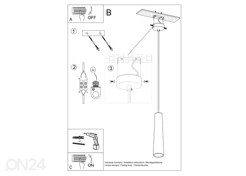 Keraamiline rippvalgusti Electra suurendatud
