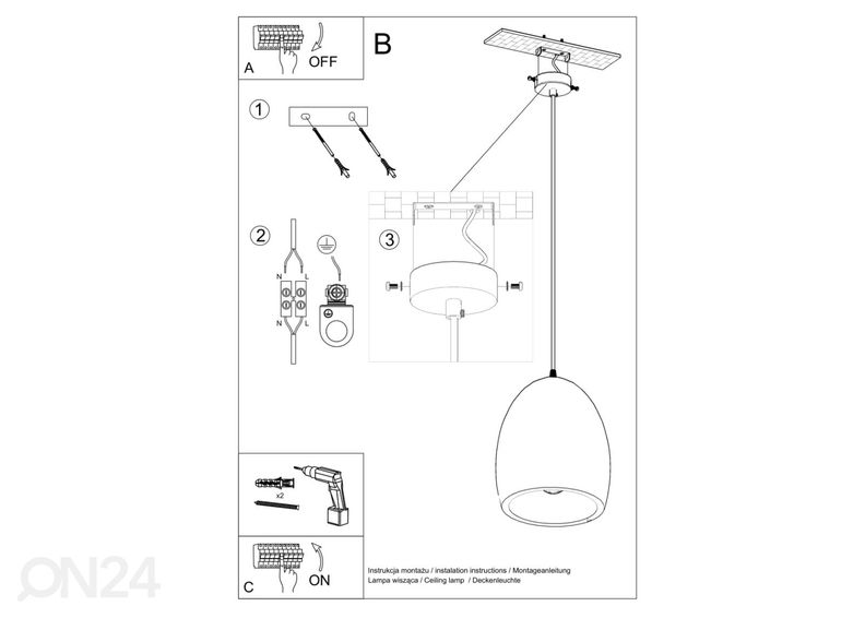 Keraamiline rippvalgusti Flawiusz suurendatud