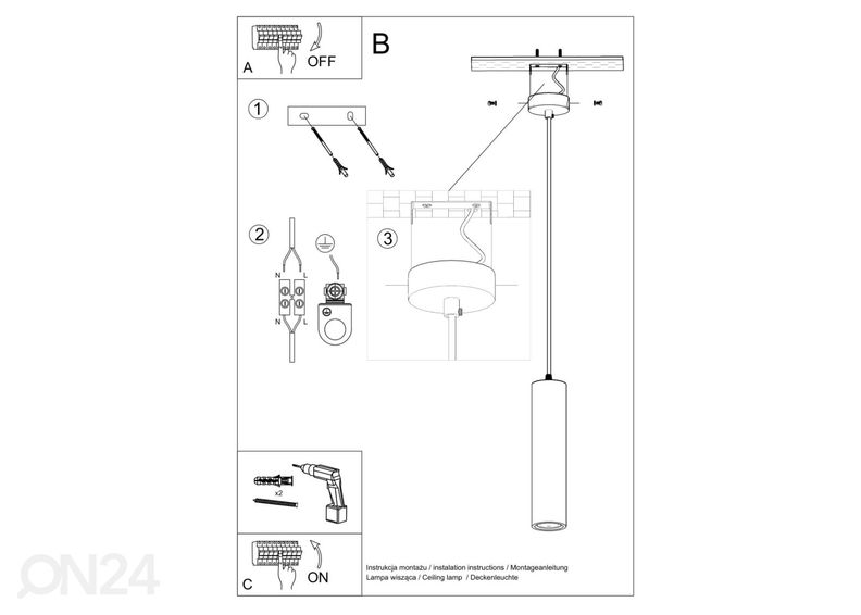 Keraamiline rippvalgusti Nancy suurendatud