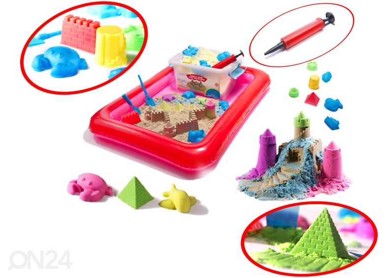 Kineetiline liiv 2 kg koos liivakasti ja 16 vormiga suurendatud