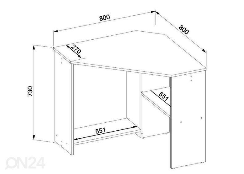 Kirjutuslaud 80x80 cm suurendatud