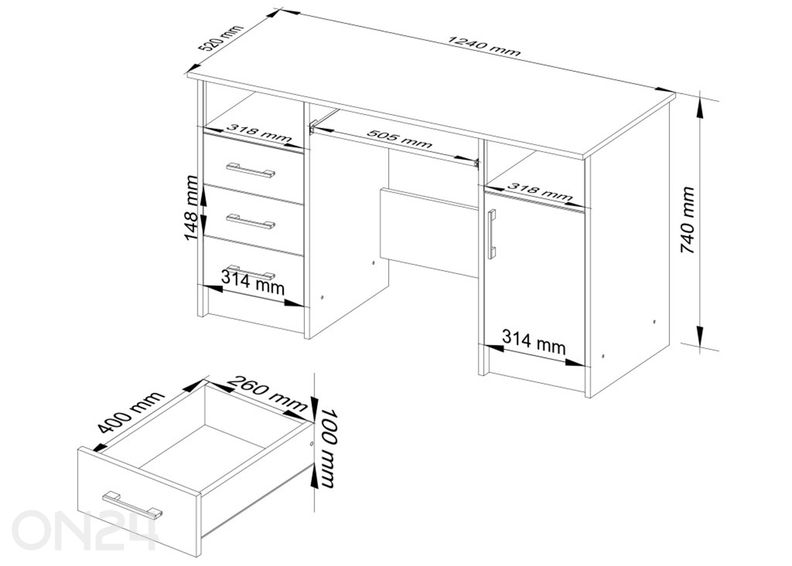 Kirjutuslaud Braga suurendatud