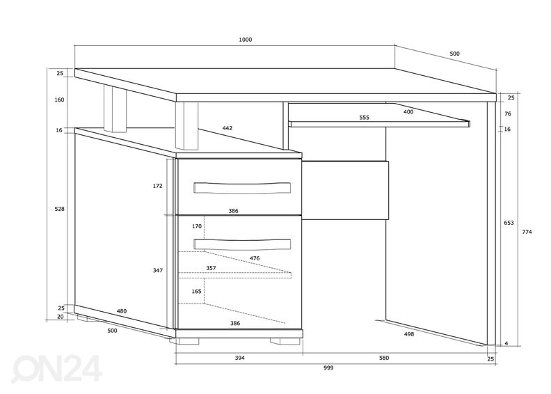 Kirjutuslaud Cloghroe 100 cm suurendatud