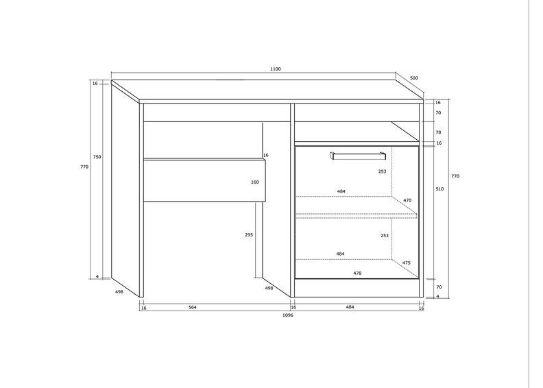 Kirjutuslaud Cobhy 110 cm suurendatud