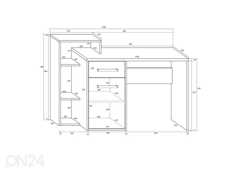 Kirjutuslaud Macroom 127 cm suurendatud