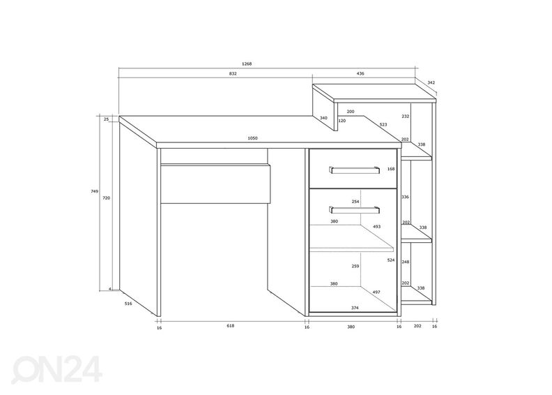 Kirjutuslaud Macroom 127 cm suurendatud