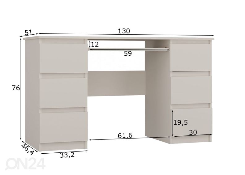 Kirjutuslaud Tiago 130 cm suurendatud