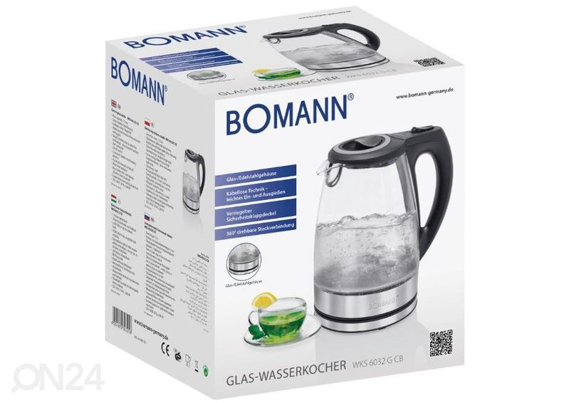 Klaaskorpusega veekeetja Bomann WKS6032G suurendatud