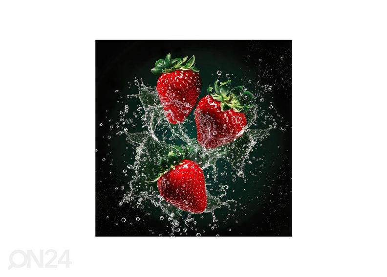 Klaaspilt Strawberries 30x30 cm suurendatud